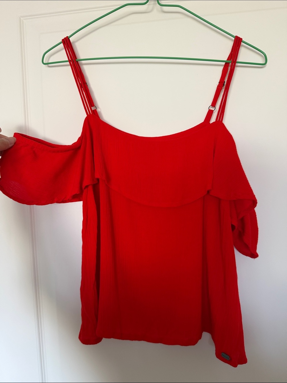 Red Off-Shoulder Ruffle Women's Top